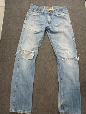 Levi's Men Sz 32/34 Light Blue Ripped Grungy Slim-Straight 514 Jeans